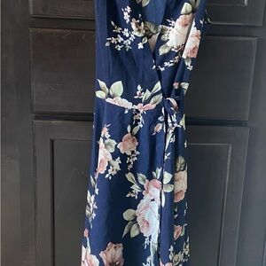 Floral Wrap Dress in Navy